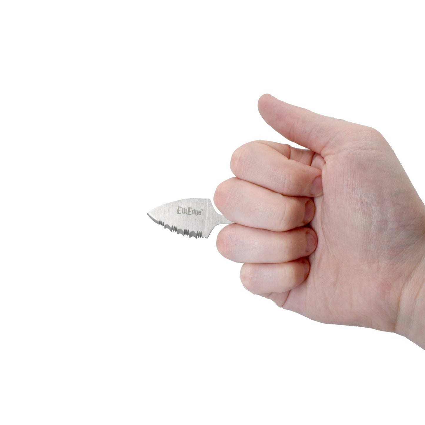 Someone holding 3.25-Inch Push Dagger with ABS Sheath – compact and discreet self-defense blade featuring a T-handle grip and a durable ABS sheath for secure carry, in white background.