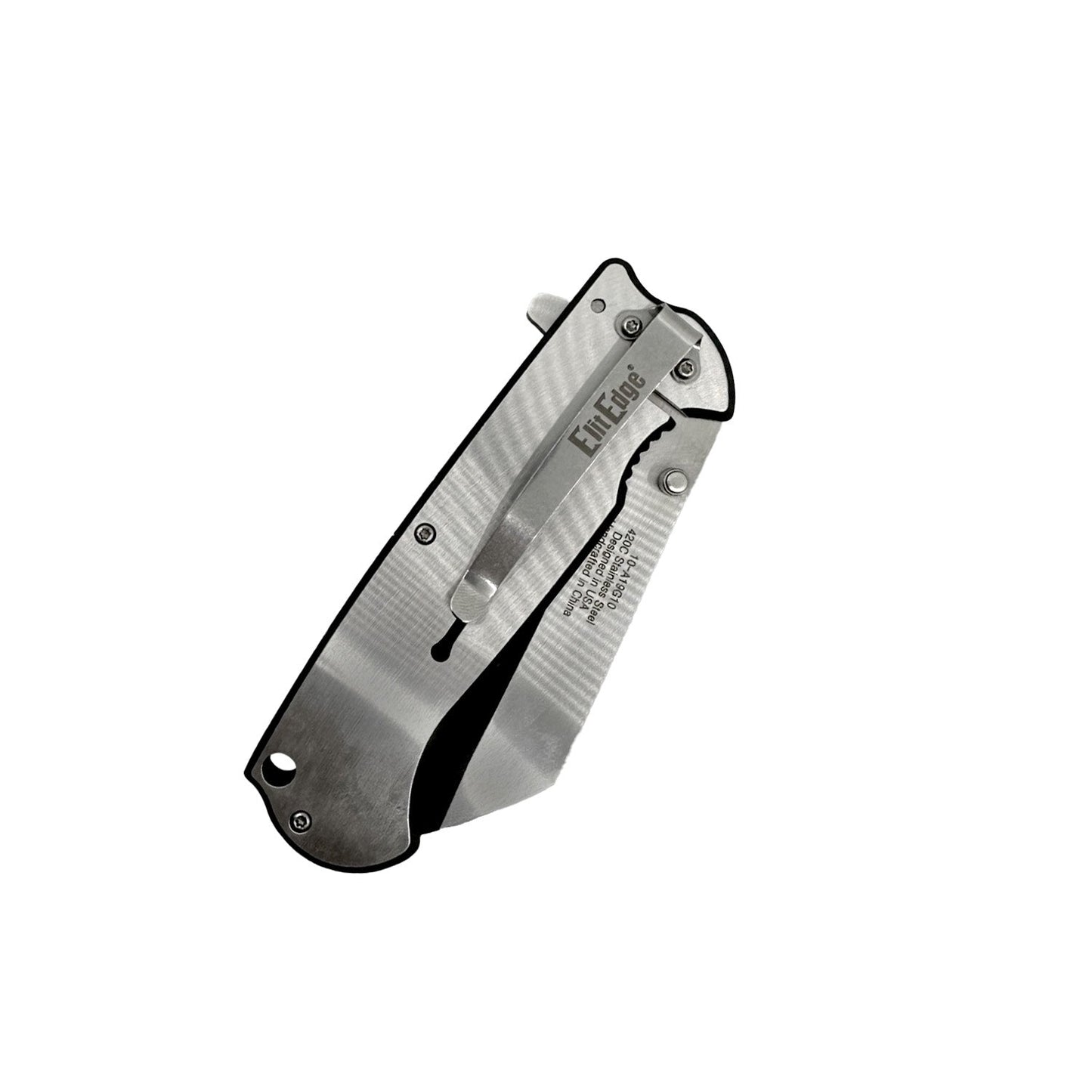 3.75″ Spring-Assisted Folding Knife – reliable pocket knife with a sharp stainless steel blade, spring-assisted opening, ergonomic handle, and pocket clip for everyday carry and tactical use, in white background.