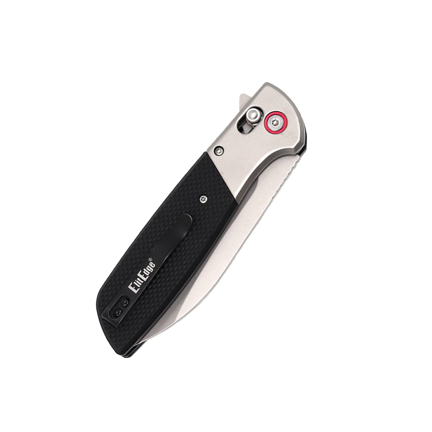 3.75″ Spring-Assisted Folding Knife with Drop Point Blade – robust one-handed deployment knife featuring a 3.75″ stainless steel drop-point blade (approx. 3 mm thick), axis- or liner-lock mechanism, spring-assisted opening, and pocket clip—balances everyday carry convenience with reliable performance, in white background.