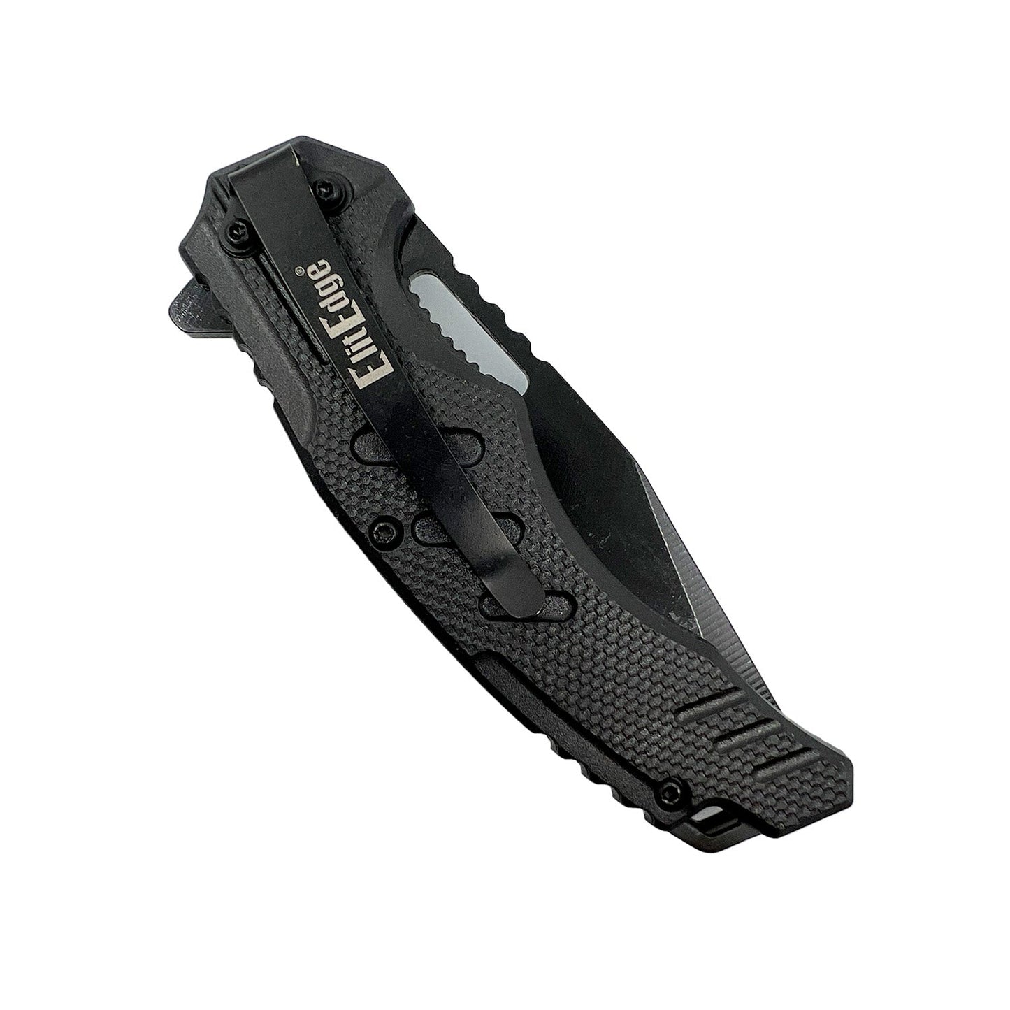 4.75‑Inch American Flag Tanto Knife with ABS Handle – spring‑assisted folding knife featuring a rugged 3.25″ stainless steel tanto blade adorned with a 3 mm 3D-printed American flag design, a textured ABS handle, liner lock, and pocket clip for everyday tactical carry, in white background.