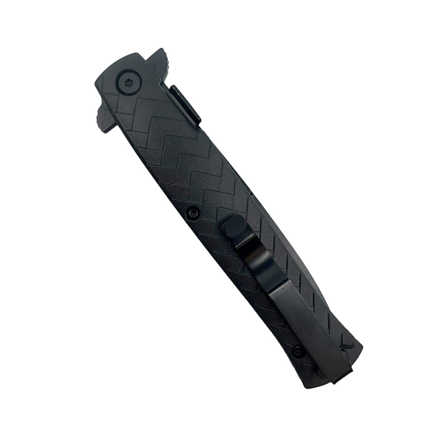 4‑Inch Black Dragon Knife with ABS Handle – spring‑assisted folding knife featuring a sharp 440 stainless steel blade and a stylish dragon‑patterned ABS handle, designed for reliable everyday carry and outdoor use, in white background.