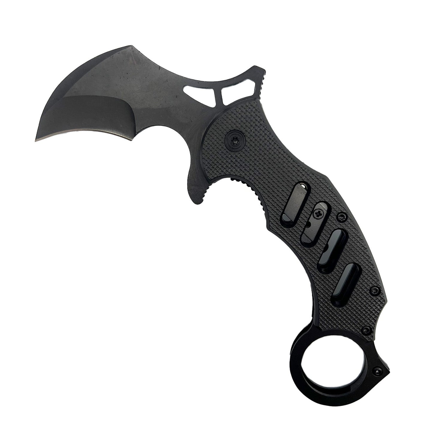 5‑Inch Karambit Knife with ABS Handle – curved folding karambit-style knife featuring a durable ABS handle and sharp stainless-steel blade, ideal for precise everyday carry and tactical use, in a white background.