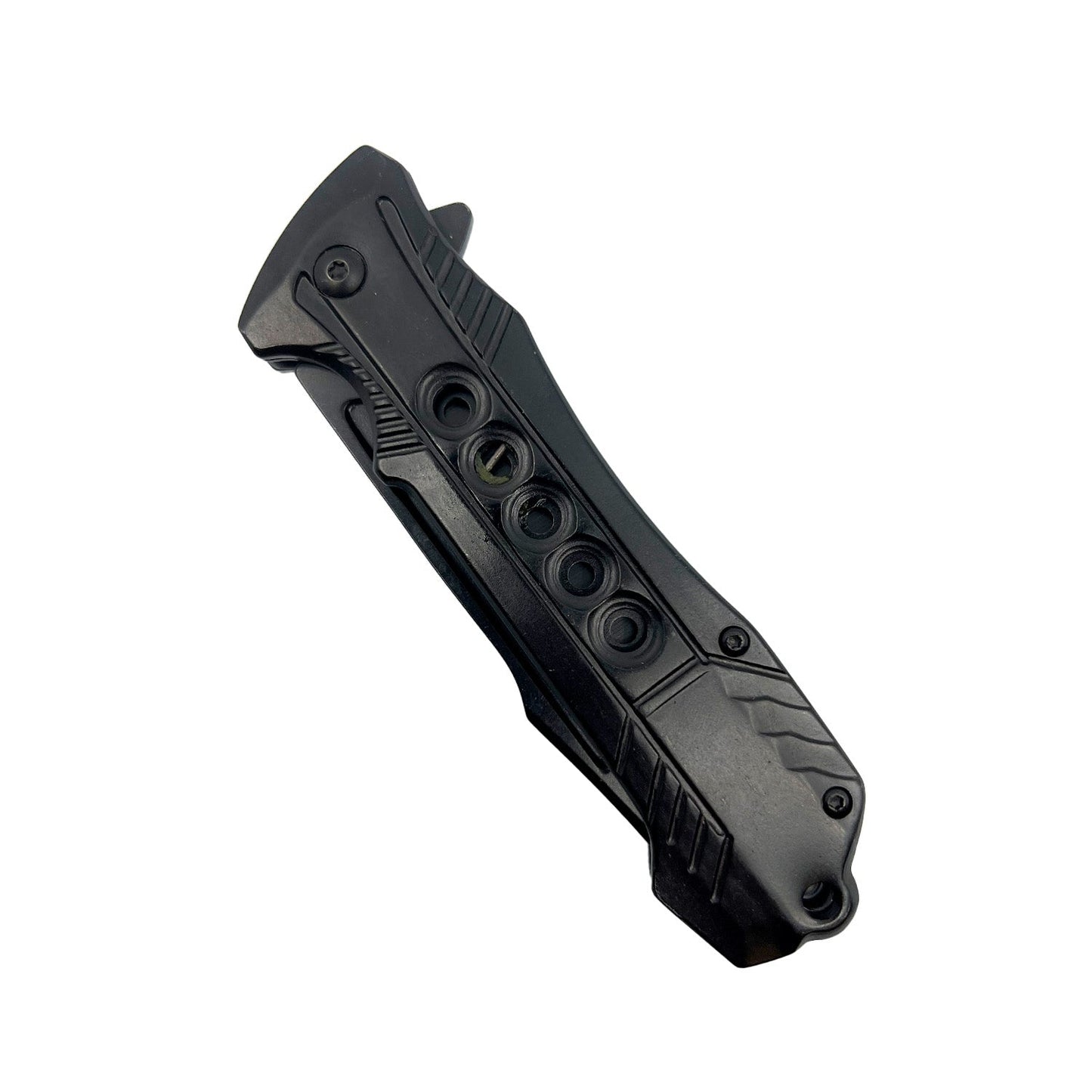 7.75″ Semi-Automatic Spring Assisted Knife – folding knife featuring a semi-automatic spring-assisted opening mechanism, stainless steel blade, and aluminum handle with ergonomic design for smooth everyday use, in white background.