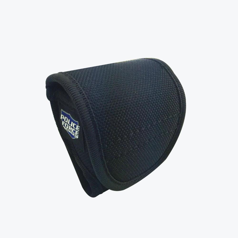 Handcuff Holster - secure and durable pouch designed to hold standard handcuffs, ideal for law enforcement and tactical use, in white background.