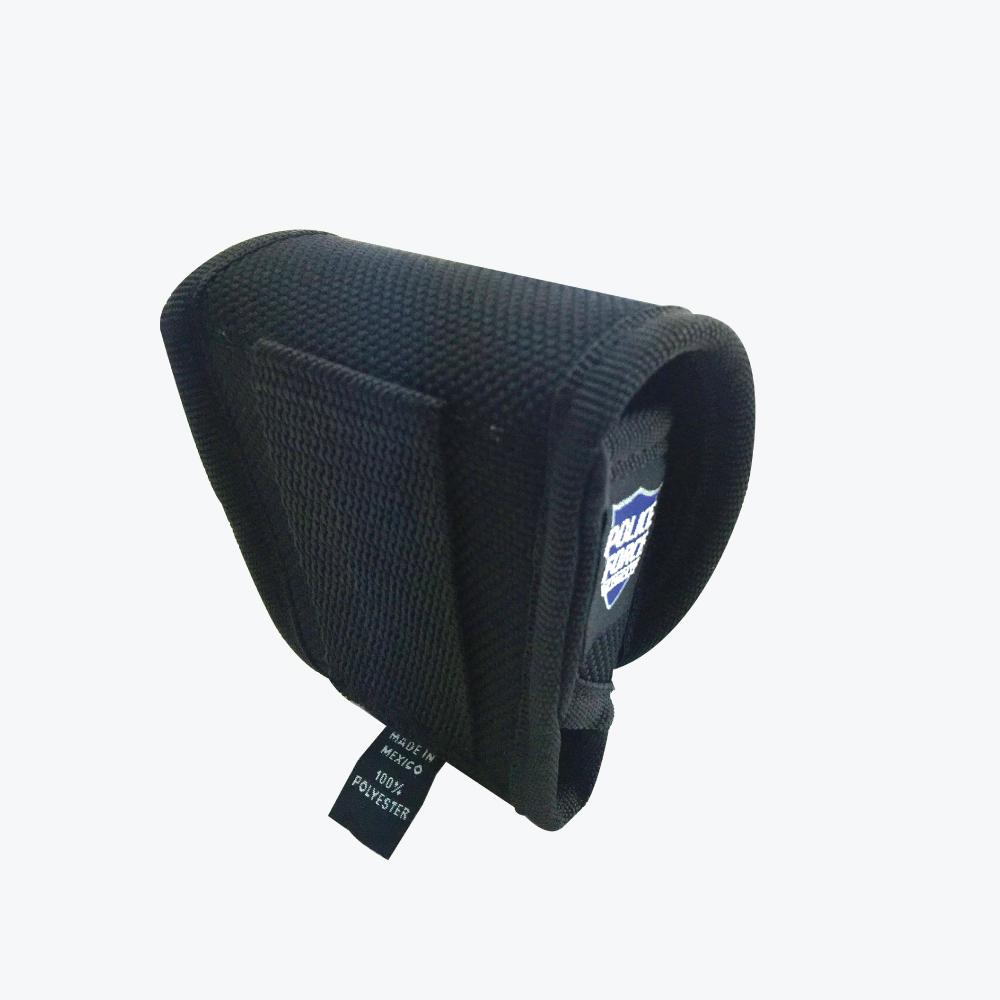 Handcuff Holster - secure and durable pouch designed to hold standard handcuffs, ideal for law enforcement and tactical use, in white background.