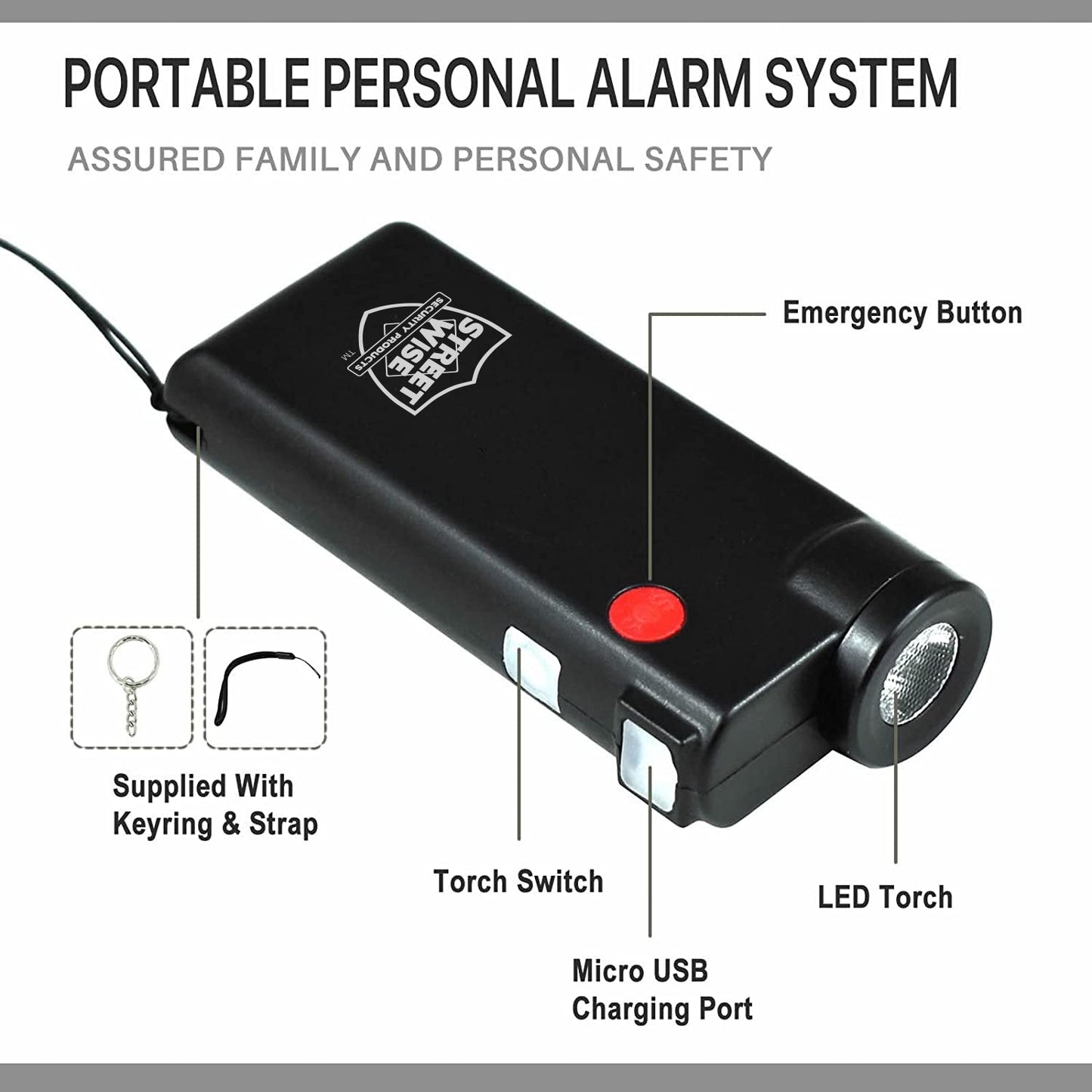 Features of Knight Light Alarm & Flashlight – dual-function personal safety device combining a loud alarm and a bright flashlight for emergency situations.