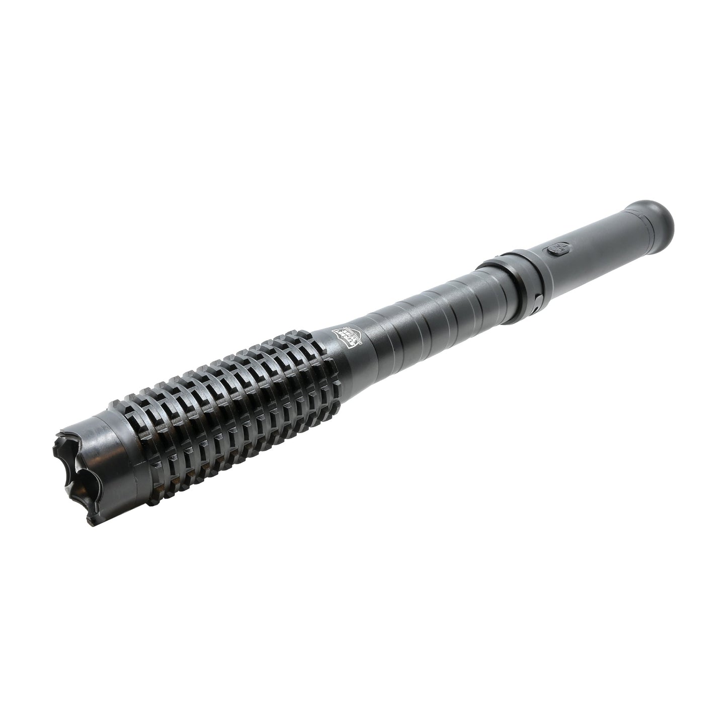 Mini Barbarian 9,000,000 Stun Baton Flashlight - compact yet powerful self-defense tool combining a high-voltage stun device with a bright tactical flashlight, in white background.