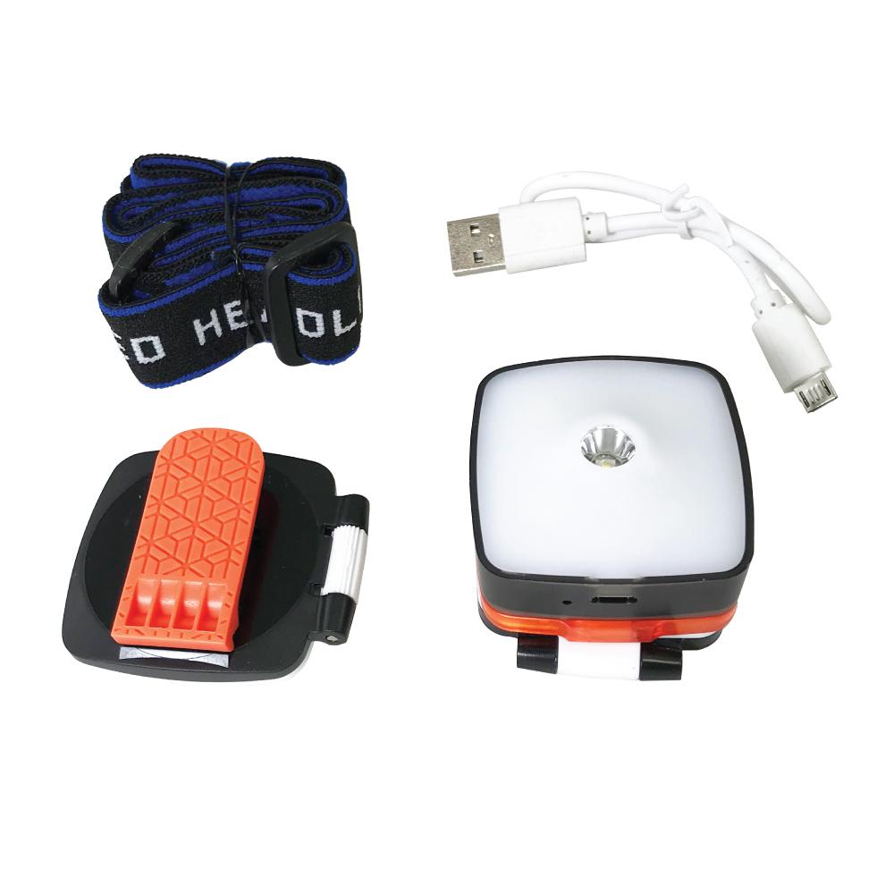 Multifunctional Rechargeable USB Headlamp - hands-free lighting solution with adjustable brightness and USB charging, perfect for outdoor and emergency use, in white background.