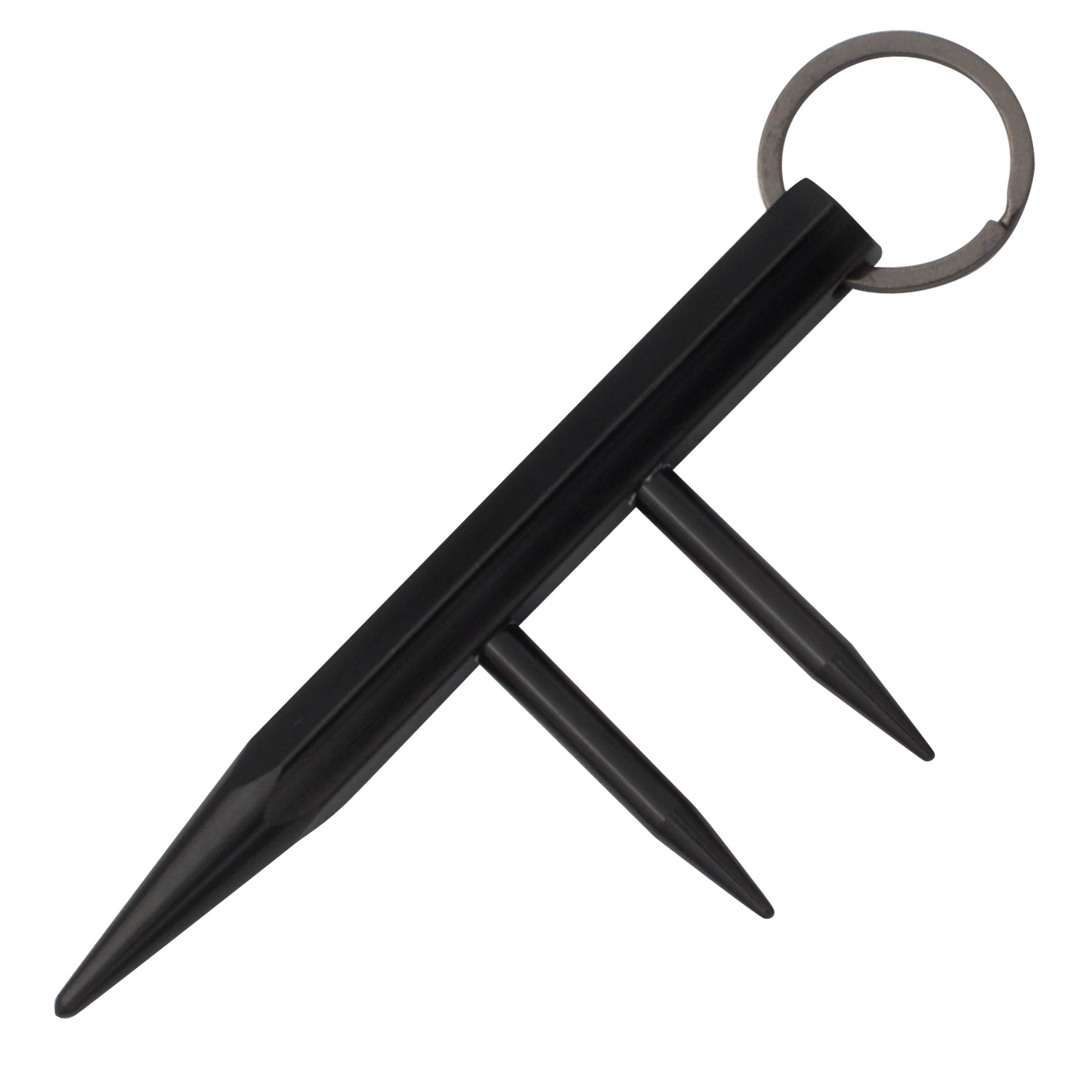 Self Defense Key Chain Two Prong Kubotan – compact and durable keychain weapon featuring two prongs for effective close-quarters self-defense, in checkered background.