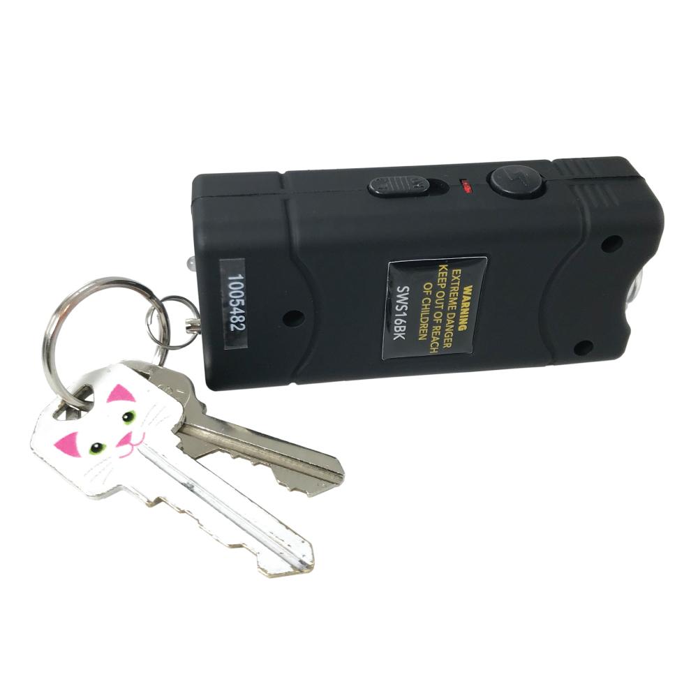 SMACK 16,000,000 Stun Gun - ultra-compact and powerful self-defense device designed to fit on a keychain for convenient everyday carry, in white background.