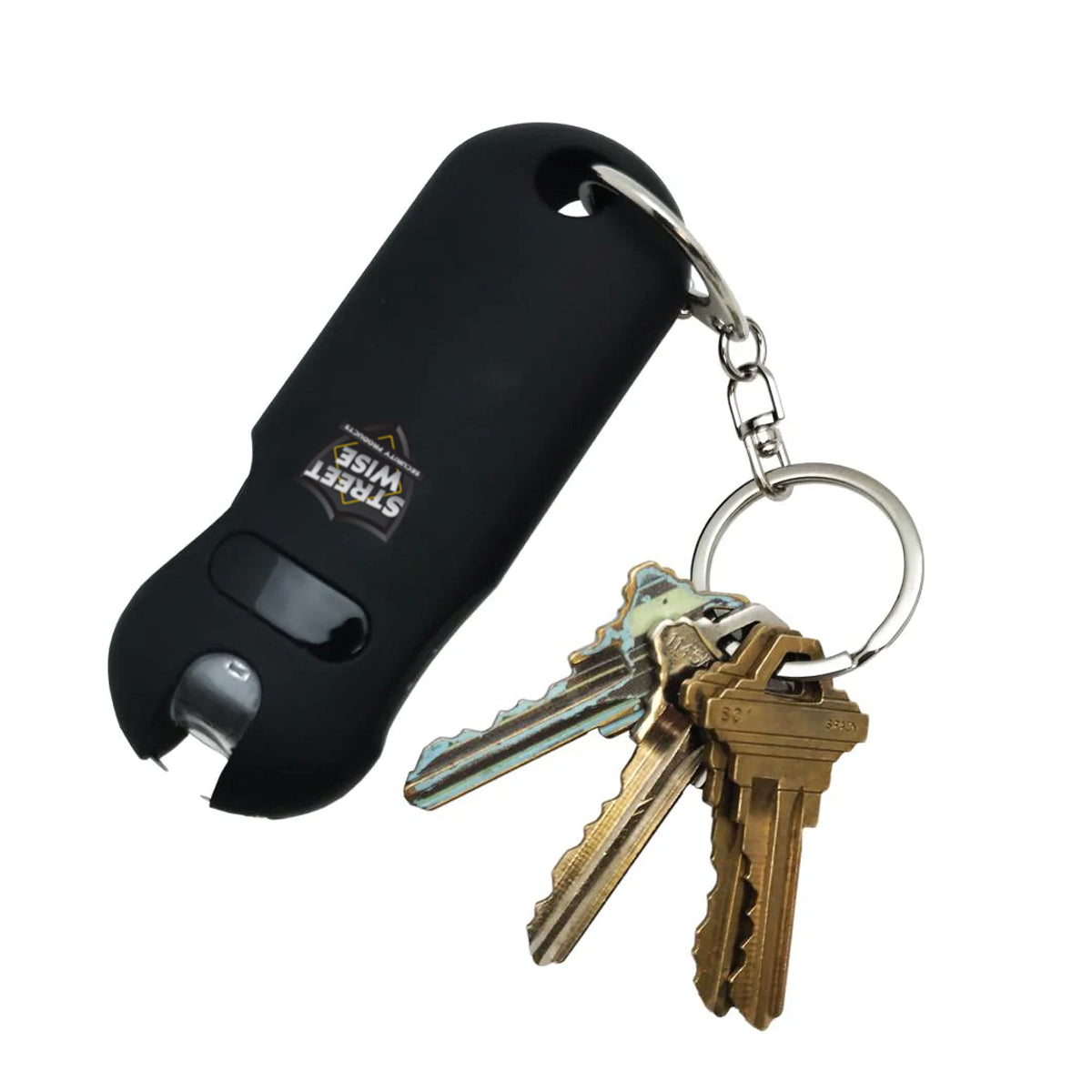 SMART 24,000,000 Keychain Stun Gun - ultra-compact self-defense device with a built-in keychain attachment for convenient everyday carry, in white background.