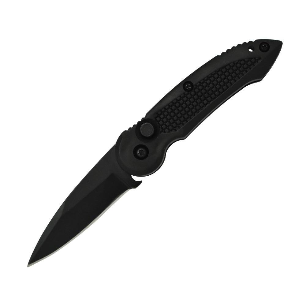 Spring Assisted 2" Knife - compact folding knife with a fast spring-assisted opening mechanism, ideal for everyday carry and quick self-defense use, in white background.