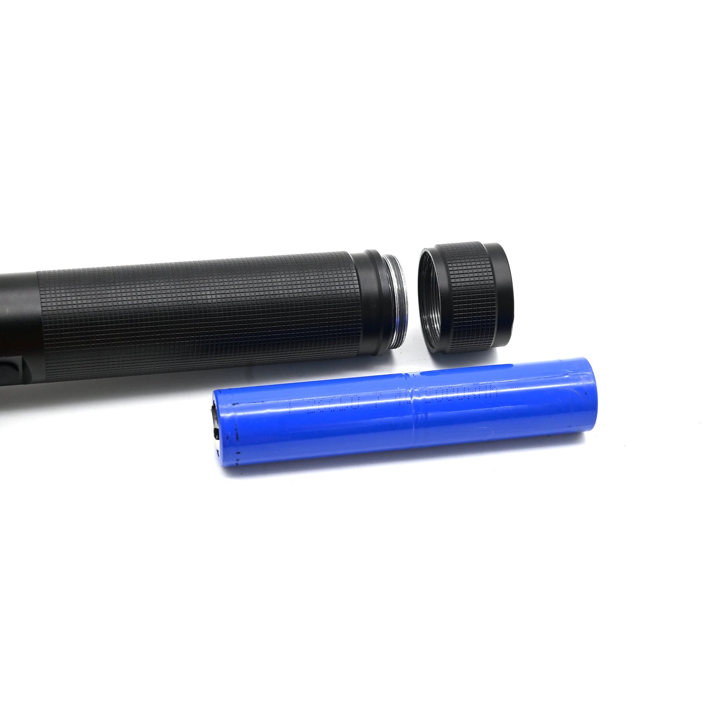 Stinger™ Tactical Lumen Rechargeable Flashlight – durable aircraft-grade aluminum flashlight offering high lumen output (up to 6000 lm) and USB charging, with an ergonomic grip and water-resistant design for tactical and outdoor use, in white background.