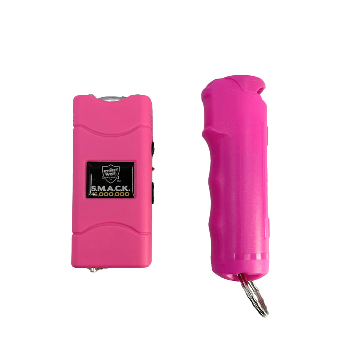 Streetwise Self‑Defense Keychain Combo – compact personal safety tool that combines a loud 130 dB alarm, LED flashlight, and shock delivery device on a keychain, designed for convenient everyday carry and quick access in emergencies, in white background.