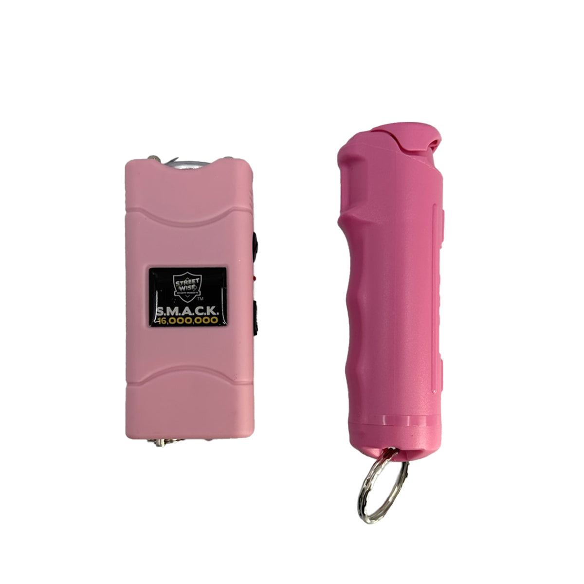 Streetwise Self‑Defense Keychain Combo – compact personal safety tool that combines a loud 130 dB alarm, LED flashlight, and shock delivery device on a keychain, designed for convenient everyday carry and quick access in emergencies, in white background.