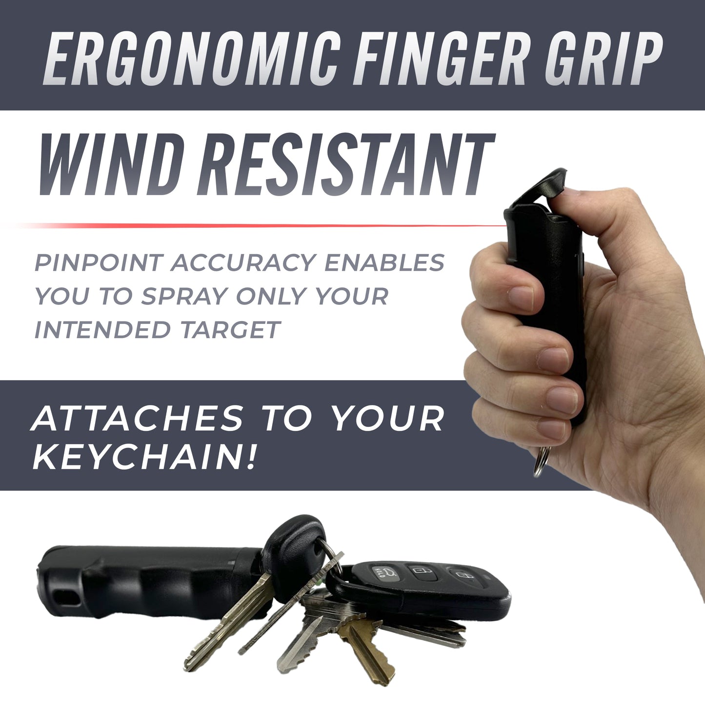 Features of Streetwise Self‑Defense Keychain Combo – compact personal safety tool that combines a loud 130 dB alarm, LED flashlight, and shock delivery device on a keychain, designed for convenient everyday carry and quick access in emergencies.