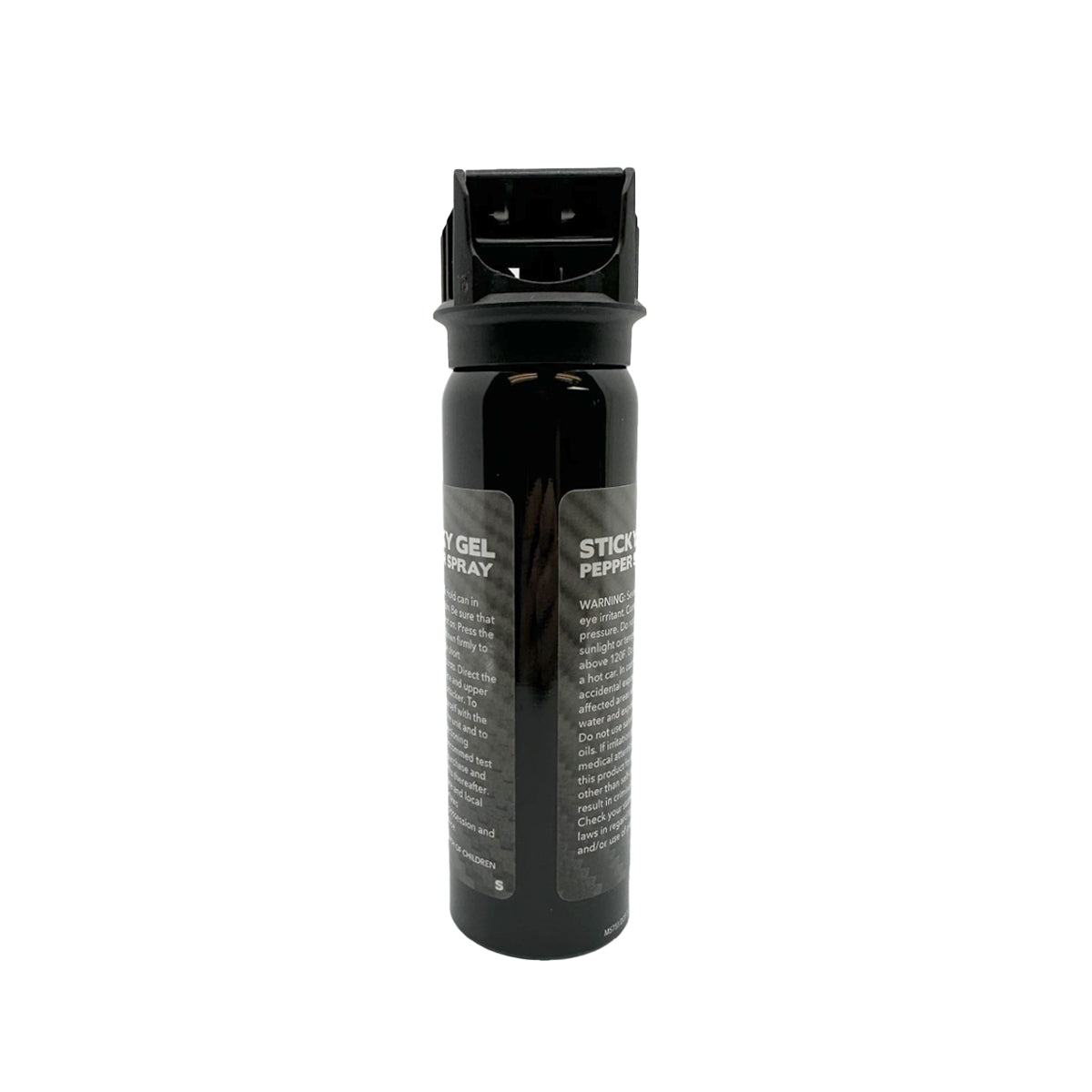 Streetwise Sticky Gel Pepper Spray – police-strength gel formula that adheres to the target for extended effect, wind-resistant, flips-top safety, 4 oz canister with up to 15 ft range, and includes dye for identification, in white background.