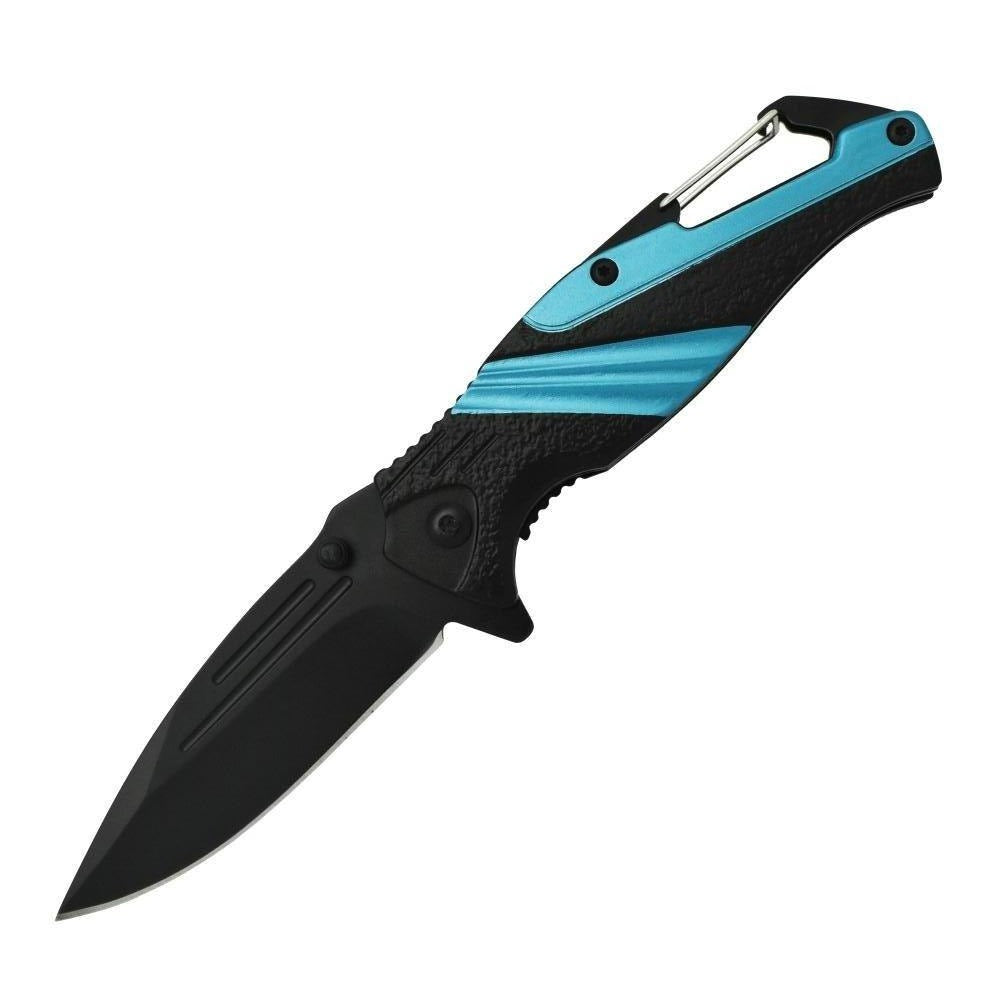Striped 7" Tactical Knife - durable folding knife featuring a striped design, built for durability and precision in tactical situations, in white background.