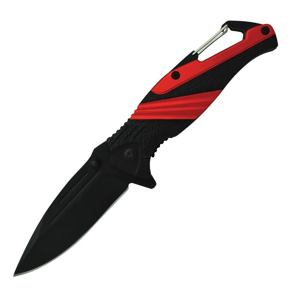 Striped 7" Tactical Knife - durable folding knife featuring a striped design, built for durability and precision in tactical situations, in white background.