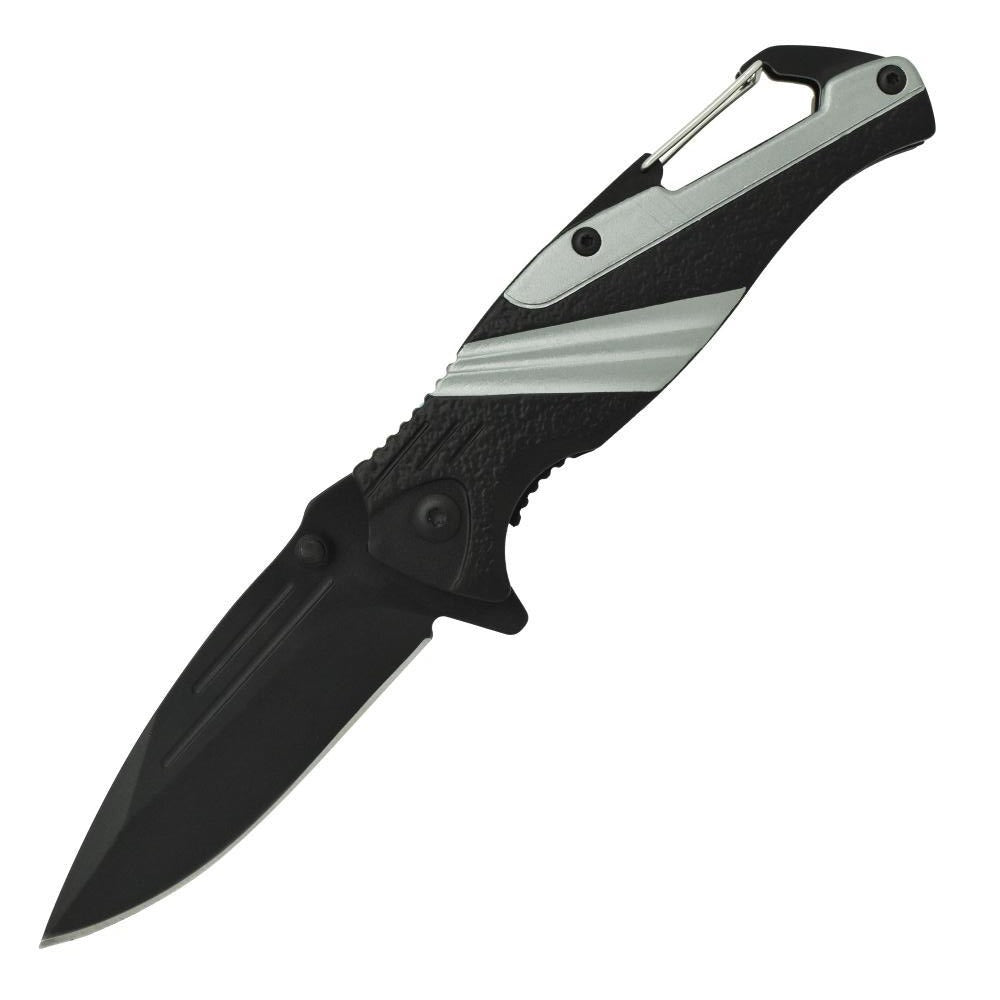 Striped 7" Tactical Knife - durable folding knife featuring a striped design, built for durability and precision in tactical situations, in white background.