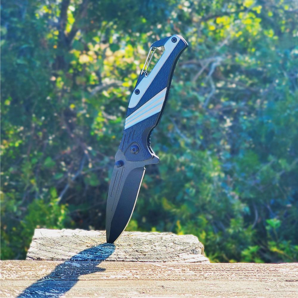 Striped 7" Tactical Knife - durable folding knife featuring a striped design, built for durability and precision in tactical situations.