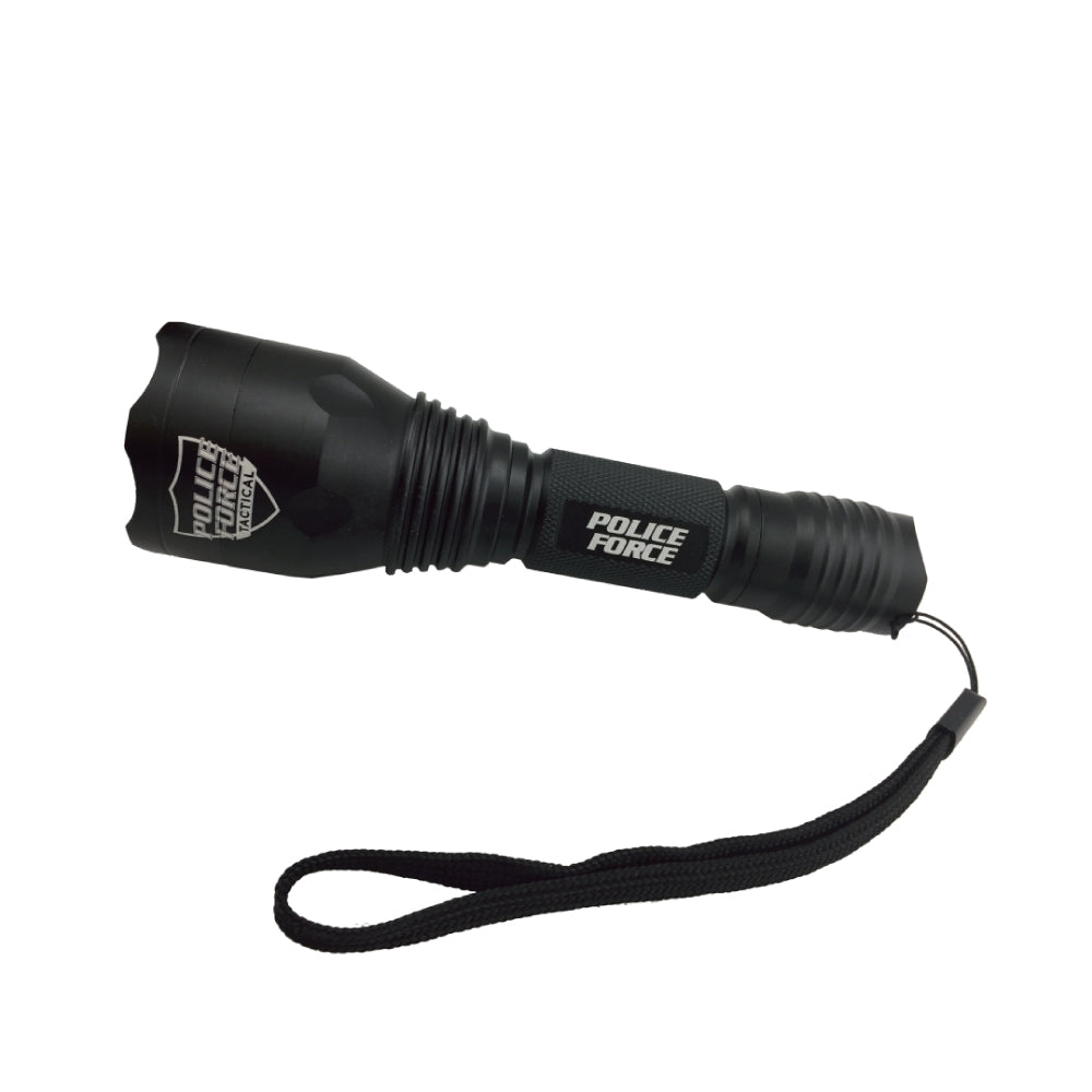 Tactical L2 LED Flashlight with Holster – high-performance flashlight featuring L2 LED technology, paired with a durable holster for secure and convenient carry, in white background.