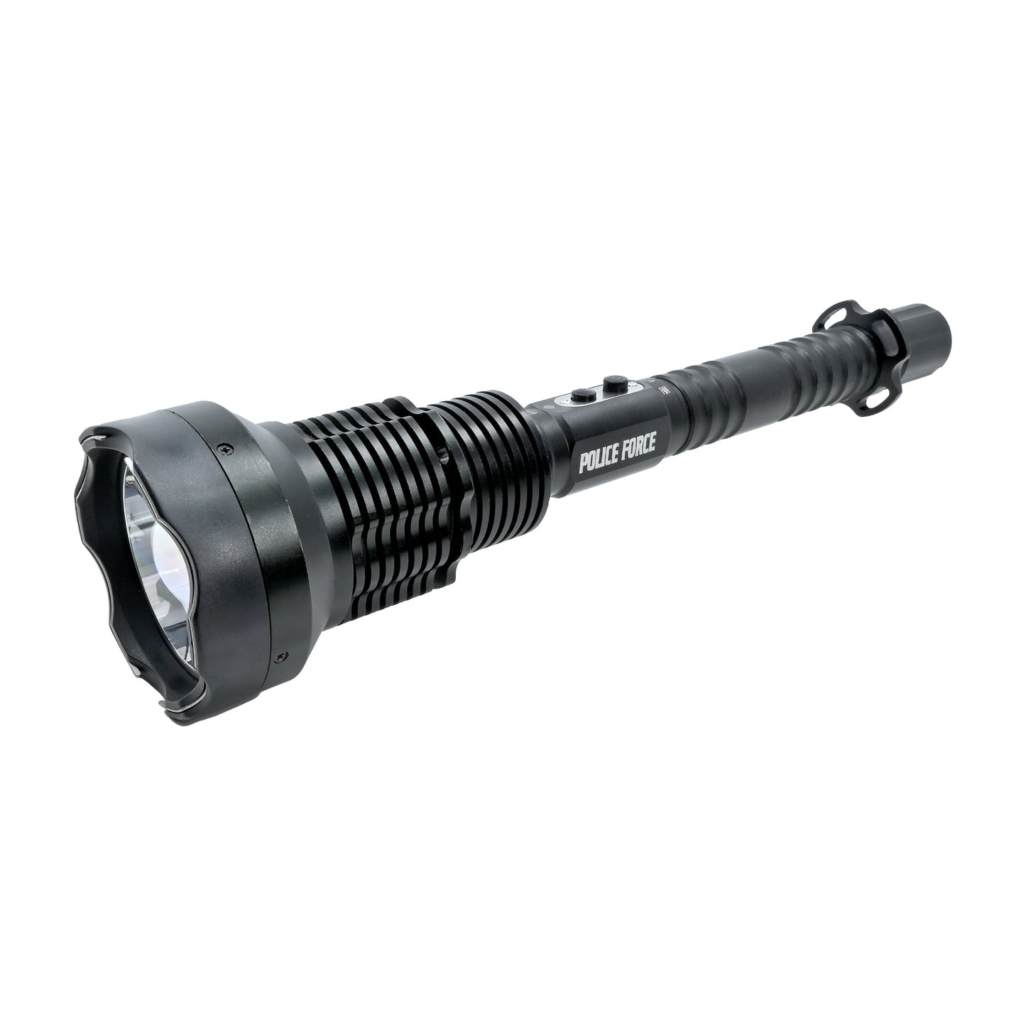 Tactical Torch Stun Flashlight 17,000,000 – durable self-defense flashlight combining high-voltage stun capability with a bright, tactical beam, in white background.