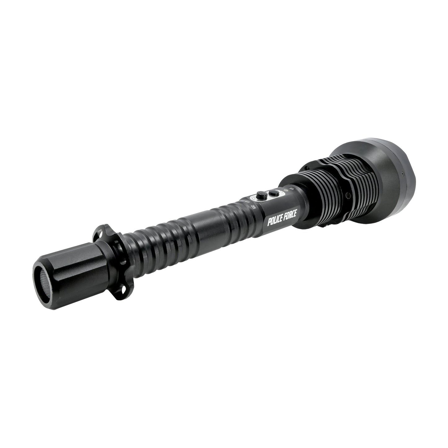 Tactical Torch Stun Flashlight 17,000,000 – durable self-defense flashlight combining high-voltage stun capability with a bright, tactical beam, in white background.