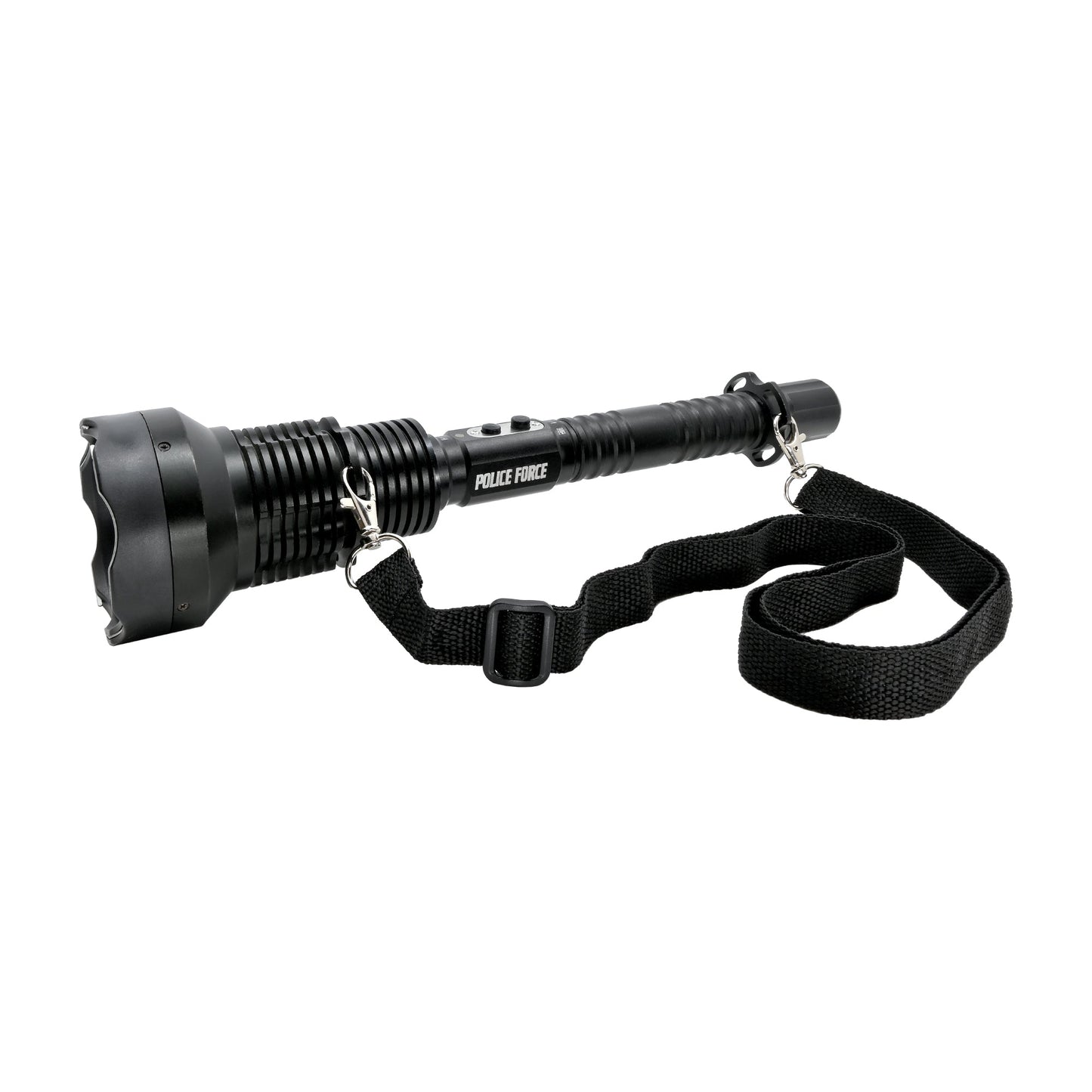 Tactical Torch Stun Flashlight 17,000,000 – durable self-defense flashlight combining high-voltage stun capability with a bright, tactical beam, in white background.