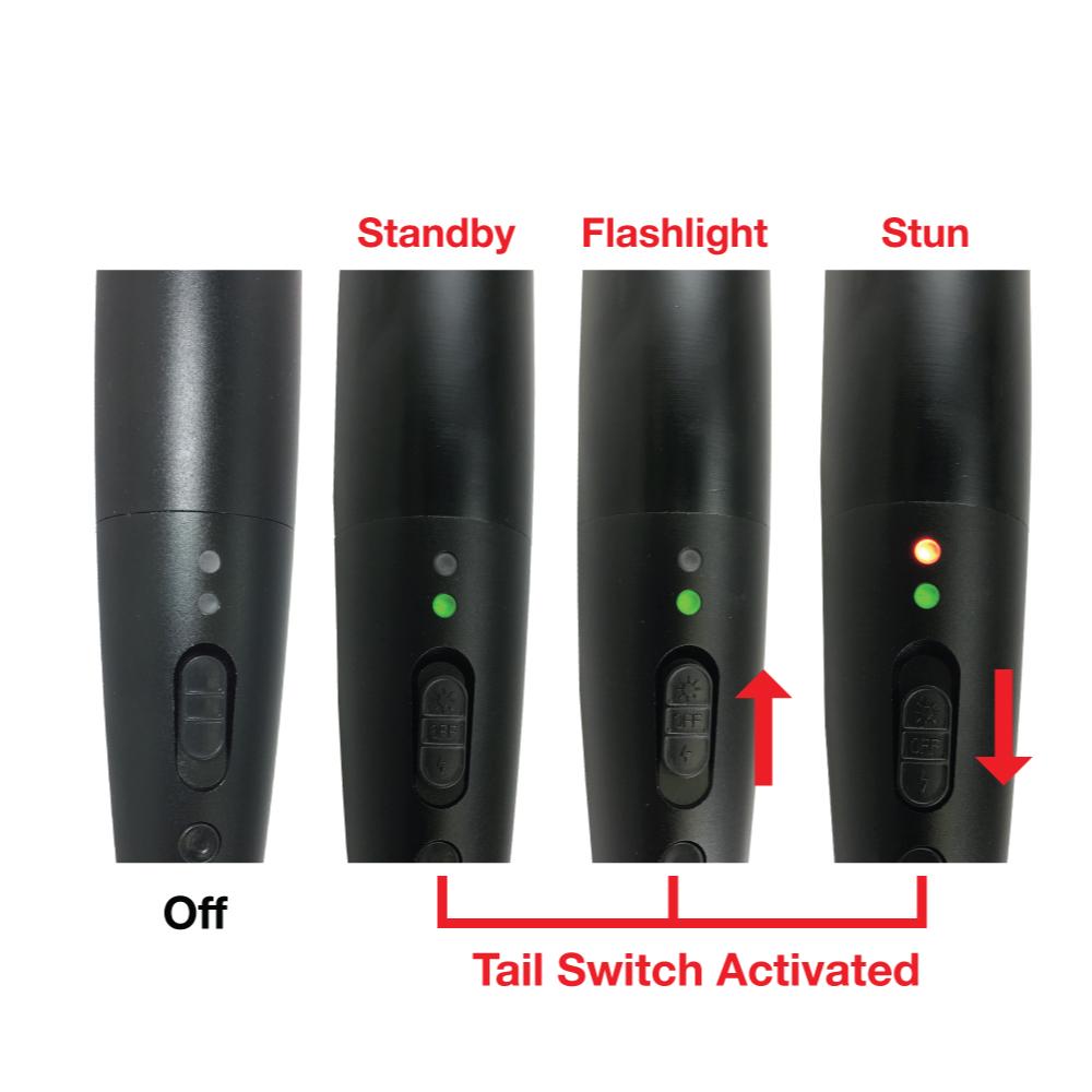 Triple Defender 27,000,000* Stun Baton Flashlight switch modes.