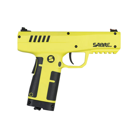 0.68 Caliber Home Defense Pepper Projectile Launcher – .68 caliber personal defense launcher designed for home use, featuring a ready-to-fire CO₂-powered firing mechanism that launches irritant pepper projectiles at defensive range, in white background.