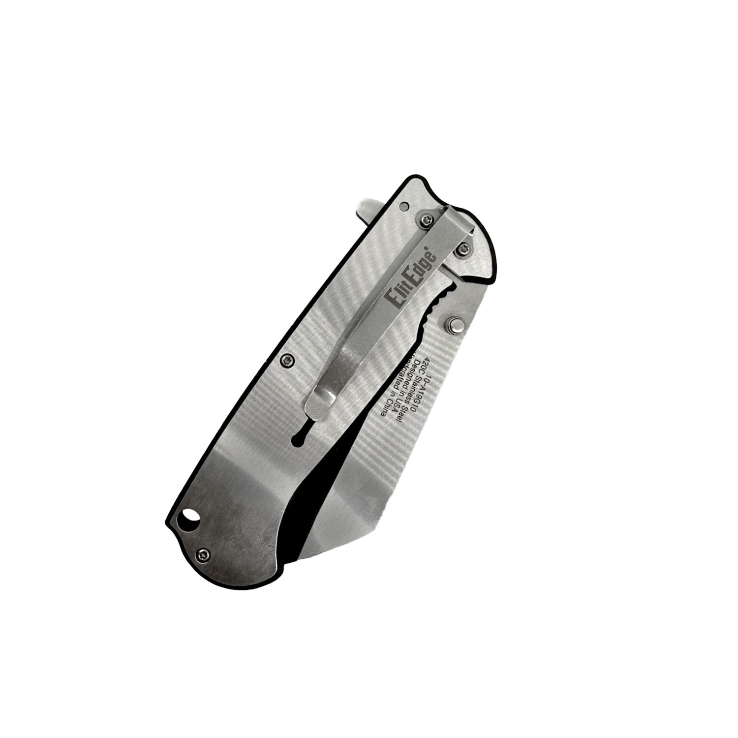 3.75″ Spring-Assisted Folding Knife – reliable pocket knife with a sharp stainless steel blade, spring-assisted opening, ergonomic handle, and pocket clip for everyday carry and tactical use, in white background.