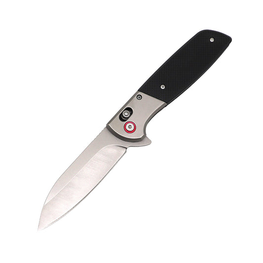3.75″ Spring-Assisted Folding Knife with Drop Point Blade – robust one-handed deployment knife featuring a 3.75″ stainless steel drop-point blade (approx. 3 mm thick), axis- or liner-lock mechanism, spring-assisted opening, and pocket clip—balances everyday carry convenience with reliable performance, in white background.