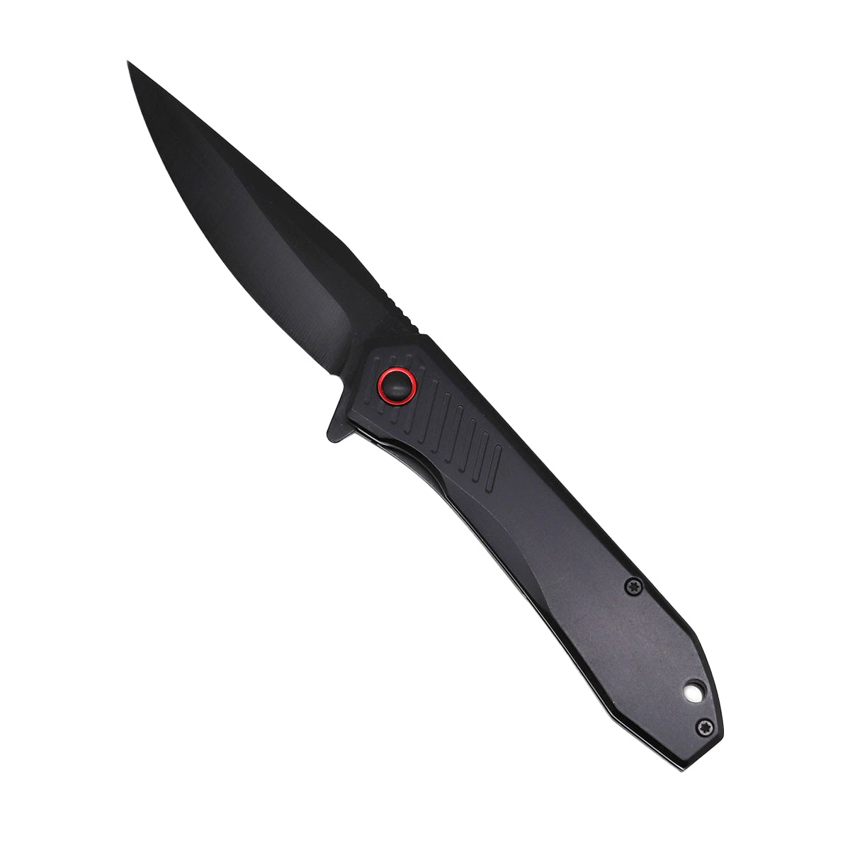 4.5″ Spring Assisted Folding Knife – compact everyday carry knife featuring a sharp stainless steel blade, spring-assisted rapid opening mechanism, ergonomic handle with textured grip, and a reliable pocket clip, in white background.