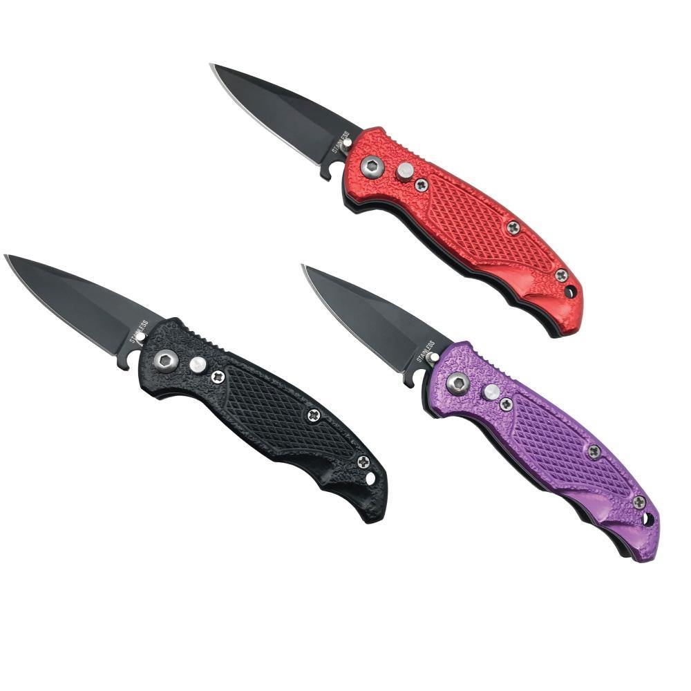 Close up of 3 Stainless Steel Knives