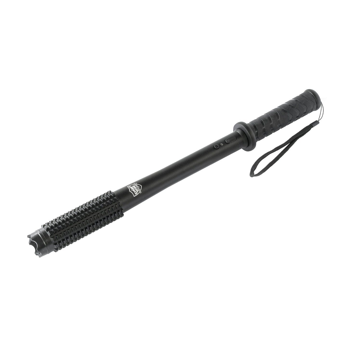 Barbarian 9,000,000 Stun Baton Flashlight - heavy-duty self-defense baton featuring a powerful stun gun and bright tactical flashlight for maximum protection, in white background.