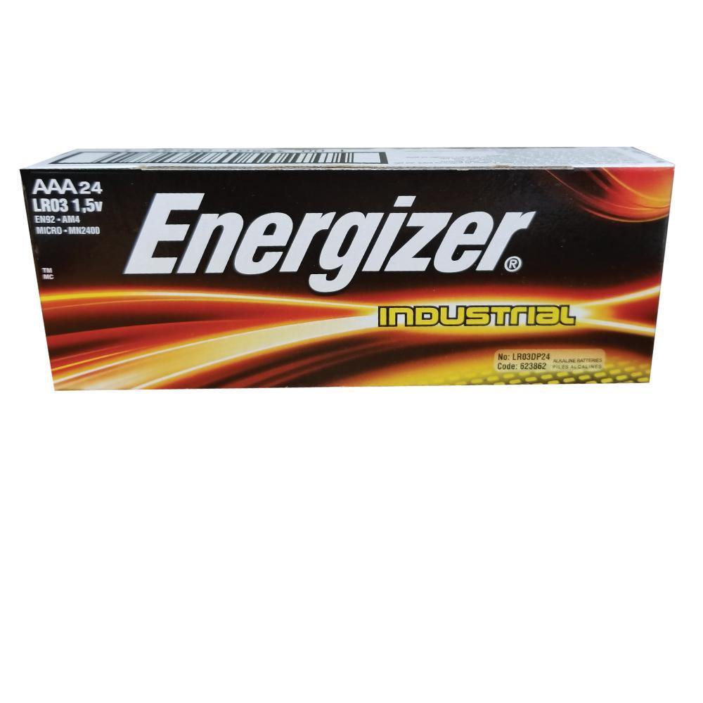 Product box for Energizer Industrial Battery - high-performance battery designed for professional and heavy-duty use in a wide range of electronic devices, in white background.