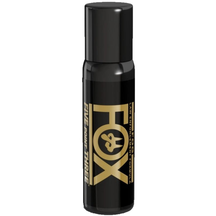 Fox Labs Five Point Three Pepper Spray Grenade 3 oz – police-grade crowd-control device with 5.3 million SHU OC oil-based formula in a 3‑ounce lock-on “pop-top” canister that delivers 20–24 half-second bursts or a continuous 360° fog cloud in about 20 seconds. Non-flammable, UV dye marked, 3-year shelf-life, Made in USA, in white background.