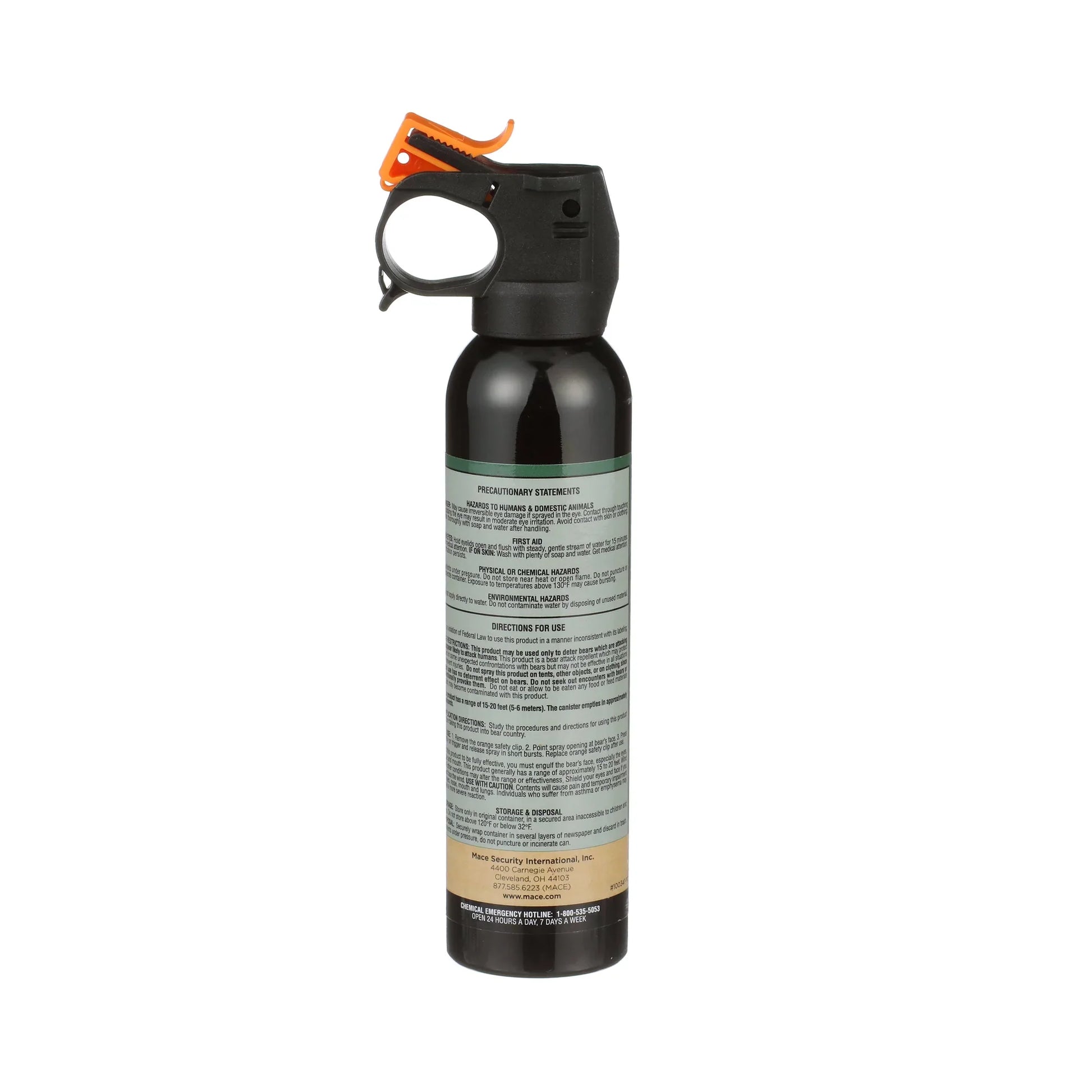 Close-up of Guard Alaska 9oz Firemaster Fogger pepper spray canister on white background.