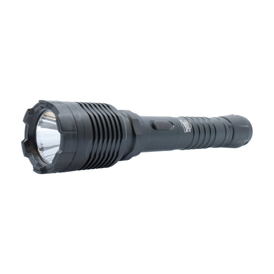 Guardian 31,000,000 Stun Gun Flashlight - compact and powerful flashlight combined with a high-voltage stun gun, designed for reliable self-defense and everyday carry, in white background.