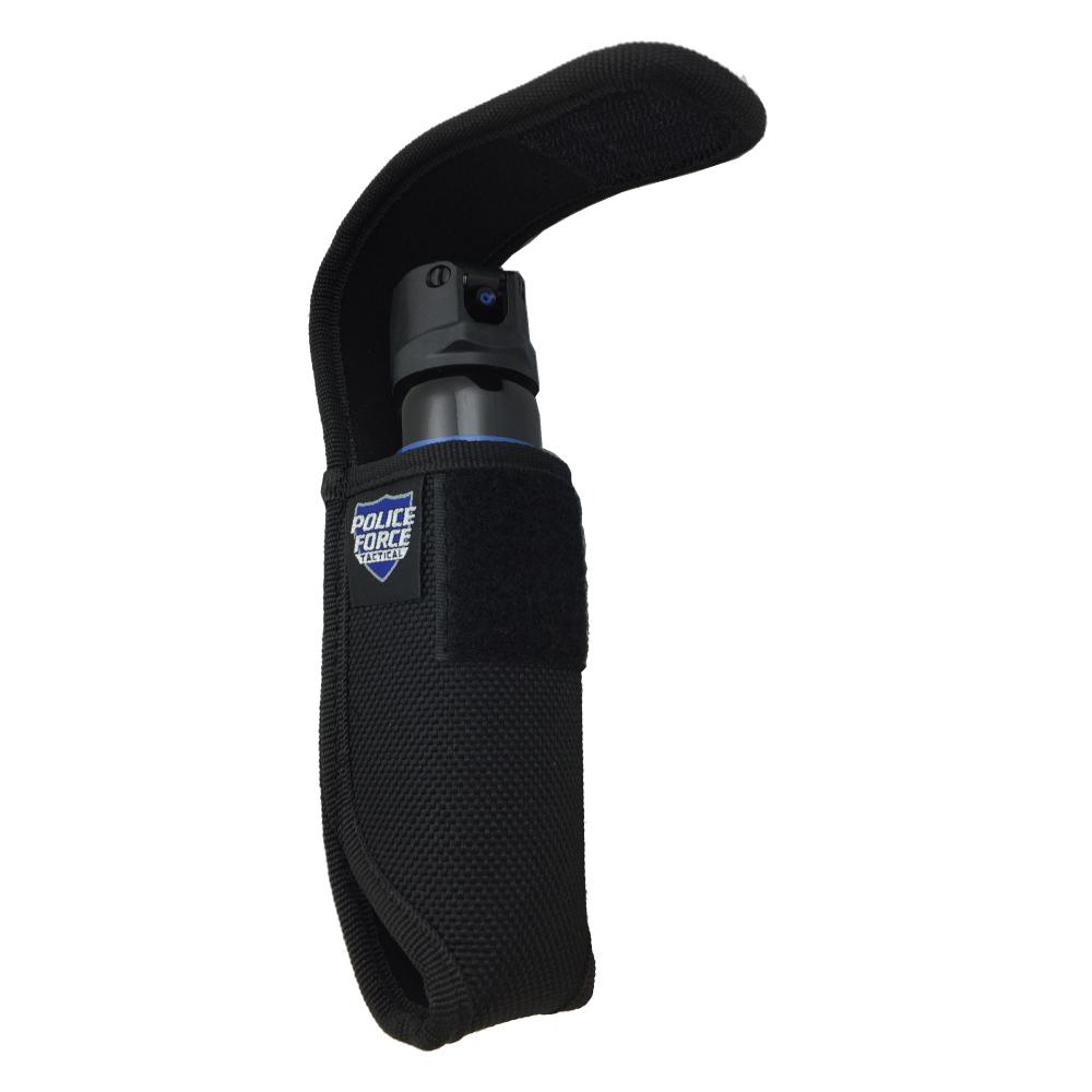 Heavy Duty Pepper Spray Holster - rugged and secure holster designed to hold and protect pepper spray canisters for quick access in self-defense situations, in white background.
