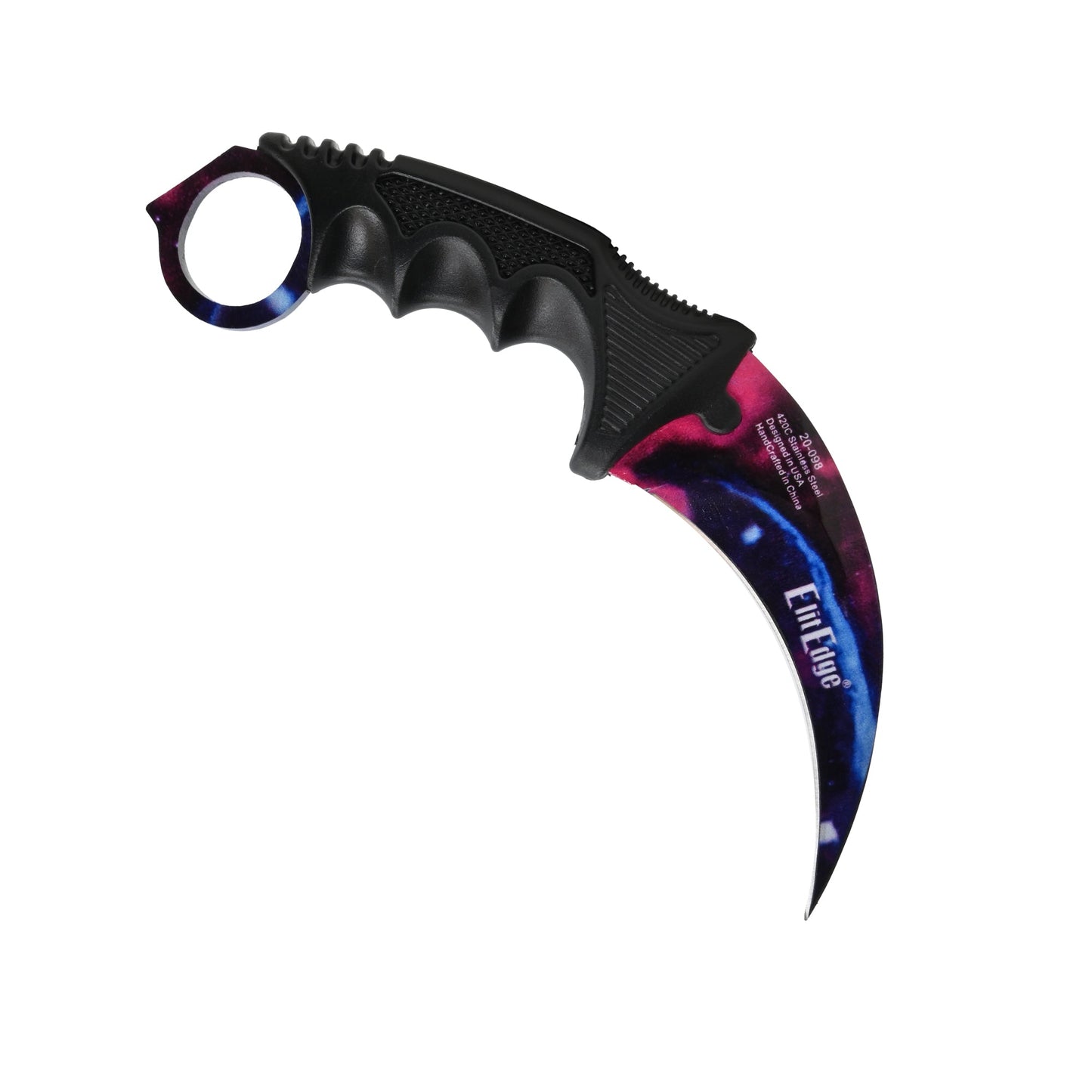 Karambit 7.5” Neck Knife – compact fixed-blade knife with a curved karambit design, featuring a neck sheath for discreet and accessible carry, in white background.
