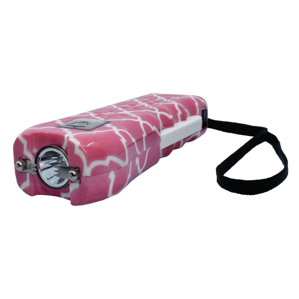 Ladies Choice 21,000,000 Stun Gun - compact and stylish self-defense device designed specifically for women, combining high voltage power with a bright flashlight, in white background.