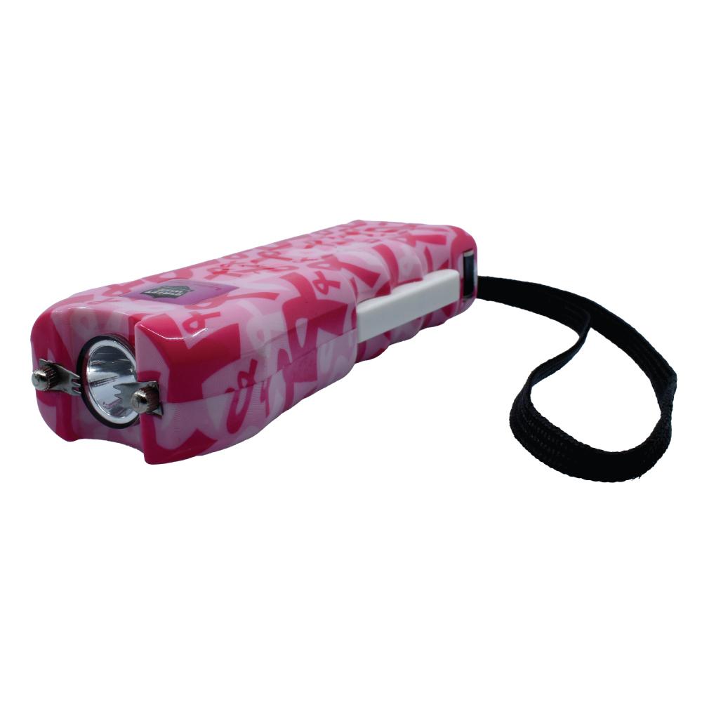 Ladies Choice 21,000,000 Stun Gun - compact and stylish self-defense device designed specifically for women, combining high voltage power with a bright flashlight, in white background.