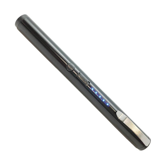 Pain Pen 25,000,000 Stun Gun - a discreet and compact self-defense device designed to look like a pen, ideal for personal protection, in white background.