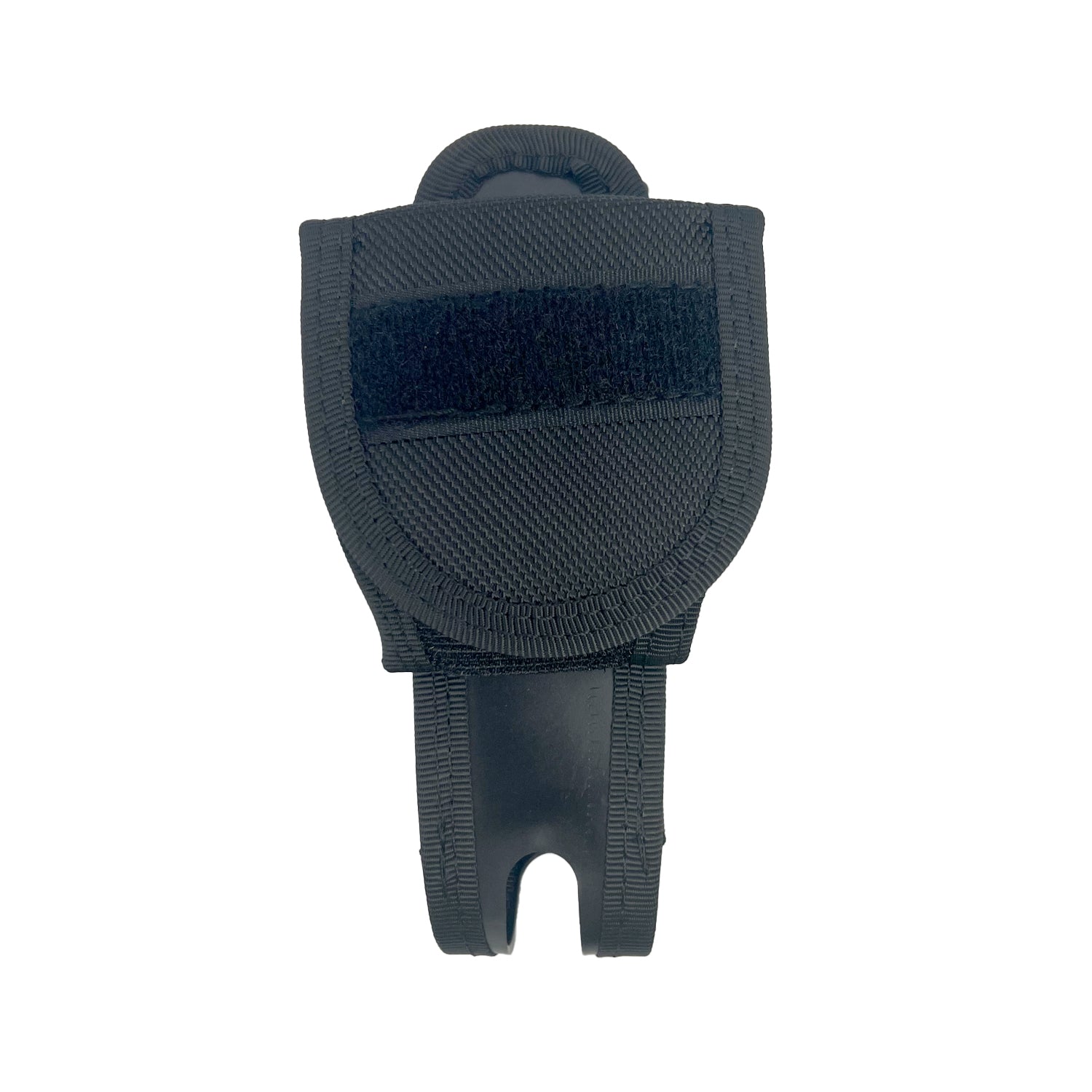 Rotating Universal Baton Holster – heavy-duty nylon/ABS holster designed for expandable batons (21–26"), featuring a 360° rotating belt mount with eight locking positions, Velcro-adjustable tension strap, open-top for fast draw, and reinforced attachment for secure carry, in white background.