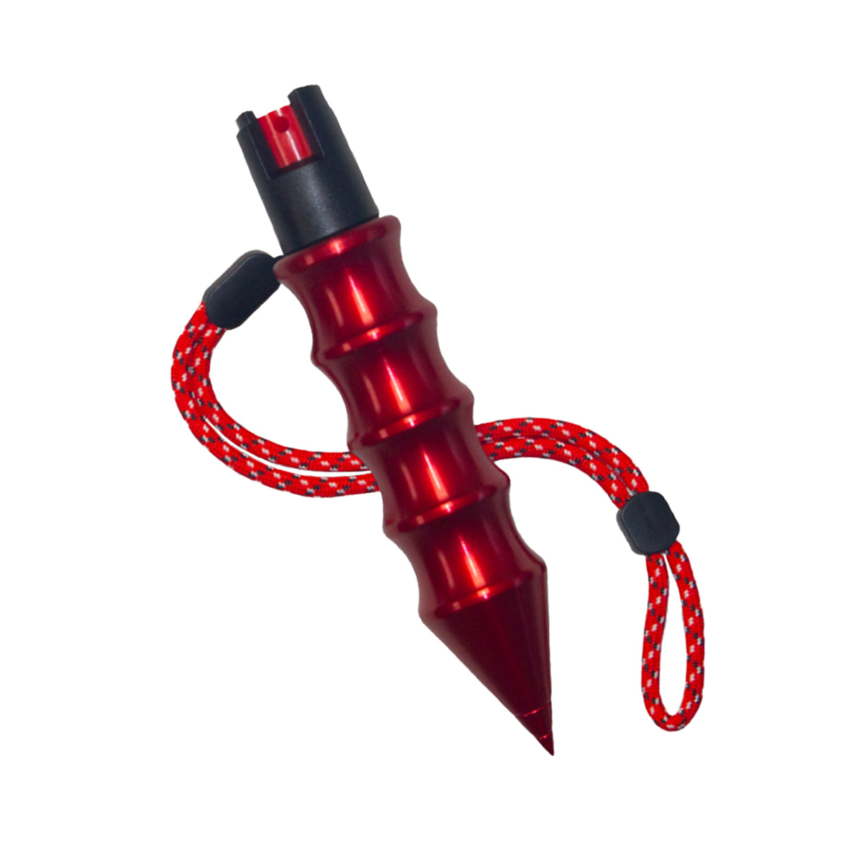 Self‑Defense Hammer Spray – dual-action self-defense tool featuring a military‑grade aluminum kubotan with integrated pepper spray and striking tip, designed for both close‑quarters hammer strikes and up to 7 ft ranged sprays. Includes wrist strap, UV dye, DNA‑collecting grooves, and refillable 0.5 oz canister, in white background.