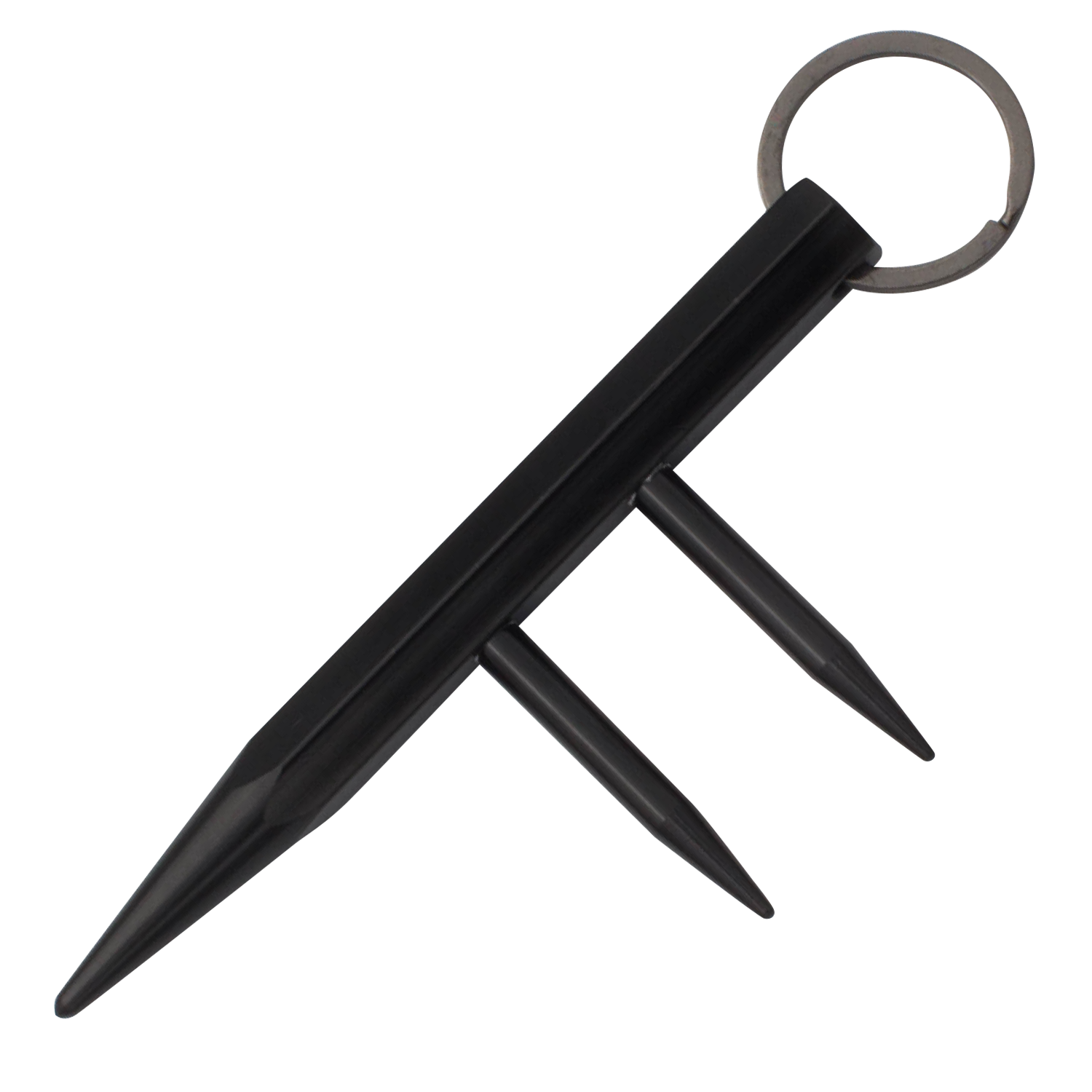 Self Defense Key Chain Two Prong Kubotan – compact and durable keychain weapon featuring two prongs for effective close-quarters self-defense, in checkered background.
