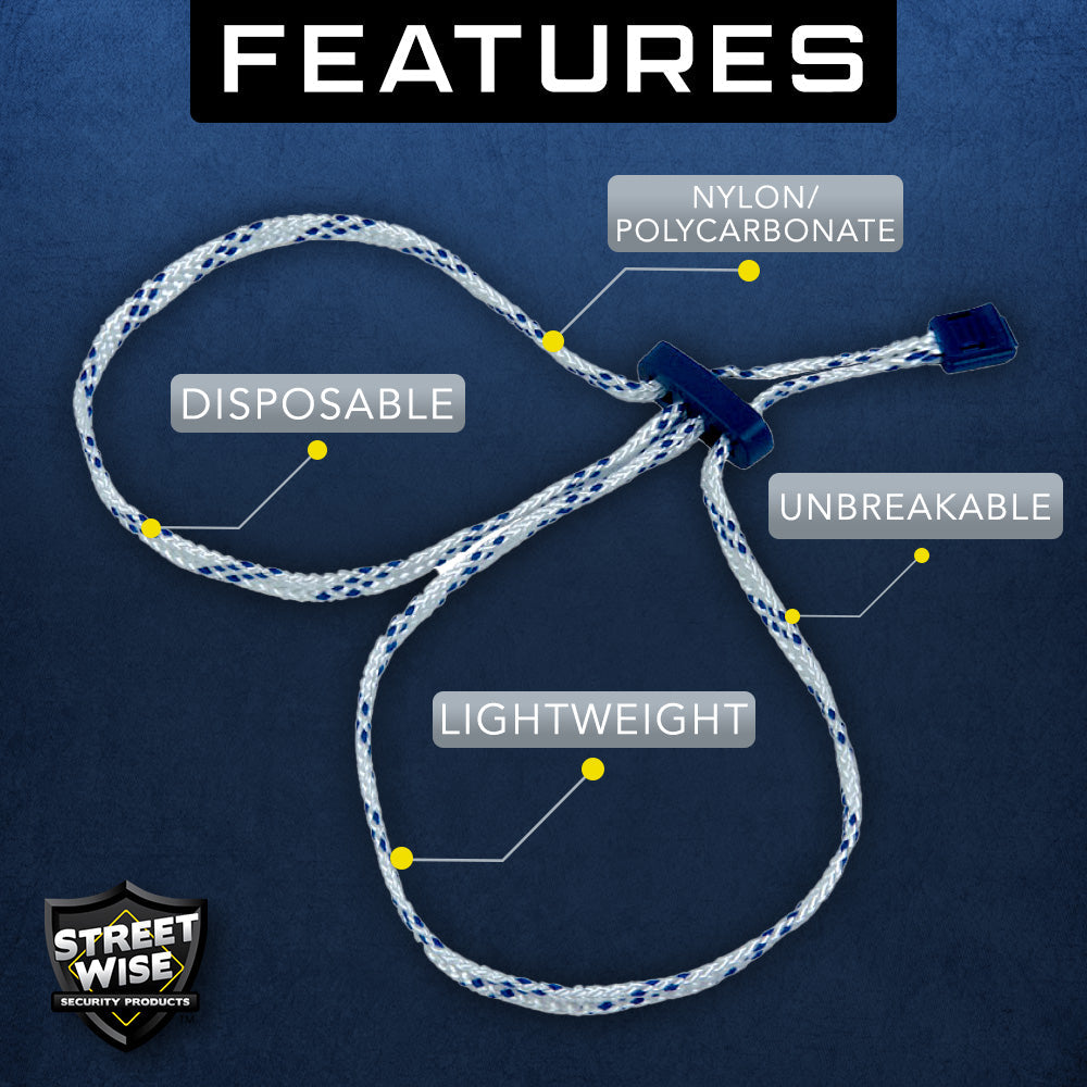 Features of Single Use Quick Cuffs 10 Pack - disposable and durable restraining cuffs designed for law enforcement, security, and emergency use.