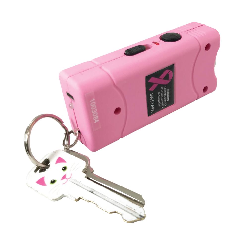 SMACK 16,000,000 Stun Gun - ultra-compact and powerful self-defense device designed to fit on a keychain for convenient everyday carry, in white background.